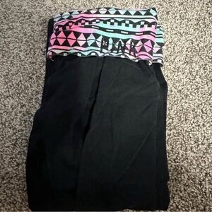 Black Leggings with Colorful Geometric Waistband